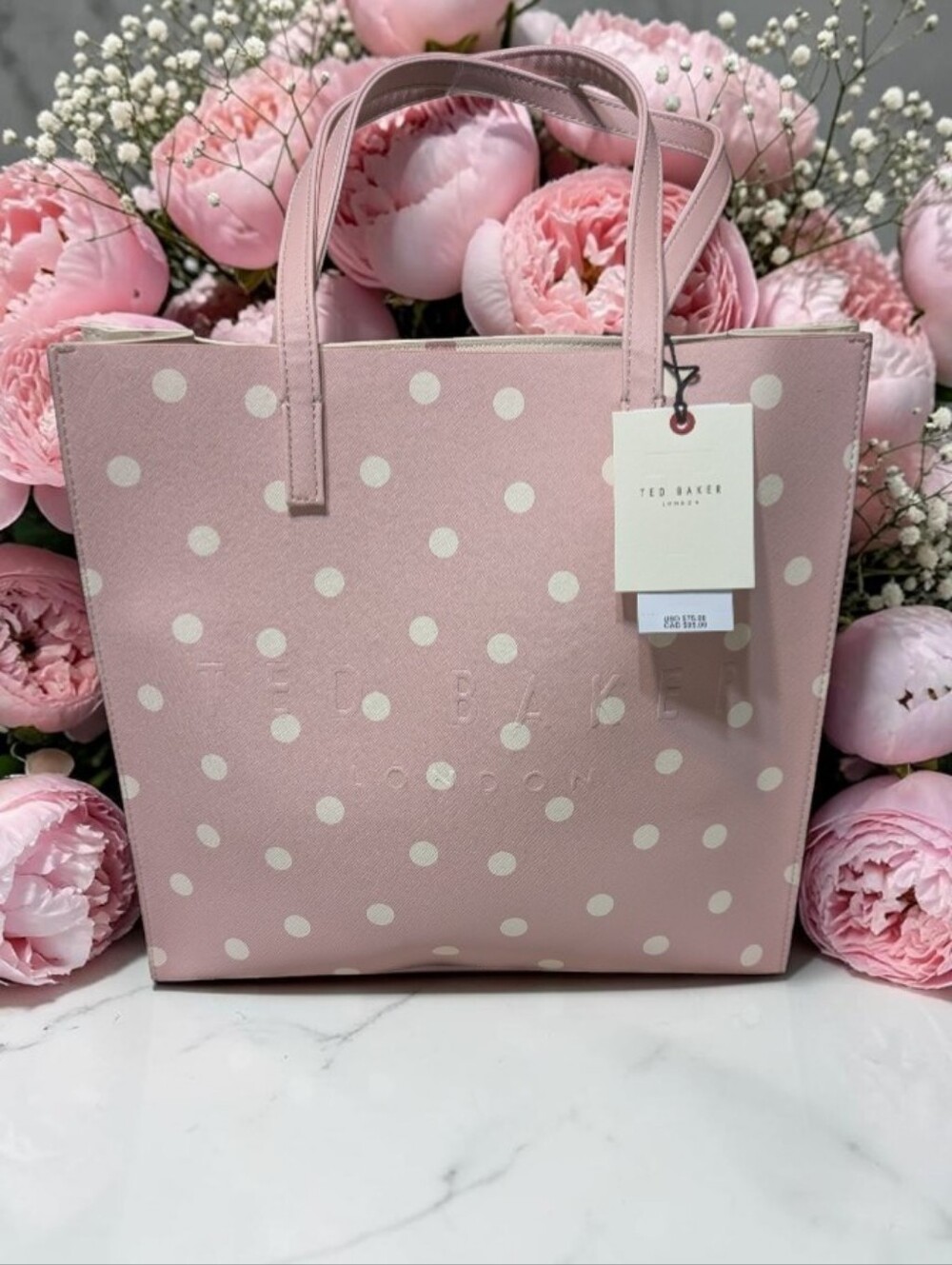 NWT Ted Baker Pink Polka Dot Tote